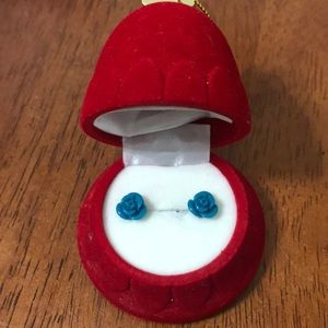 Blue Flower Post Earrings